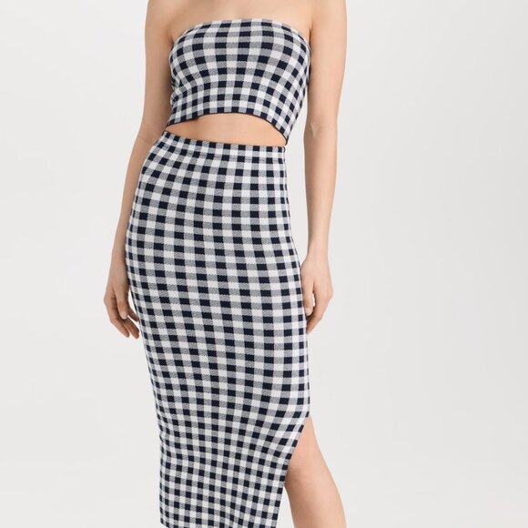 NEW KULE The Jo Plaid Top Navy White Size S - Picture 2 of 7